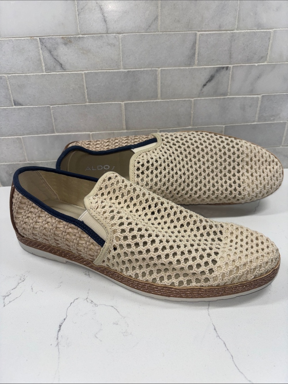 ALDO Men’s Kianou Woven Slip‑On Espadrille Loafer – Beige - Size 10